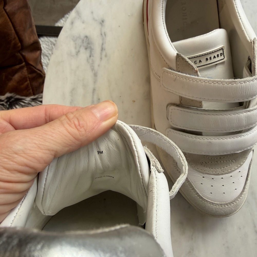 Veronica Beard White Sneakers with Red and Silver Accents - Picture 7 of 12